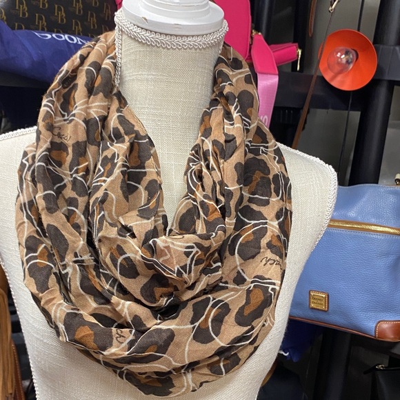 Coach Accessories - Coach Leopard Print Signature infinity Scarf brown tan cream white feminine warm